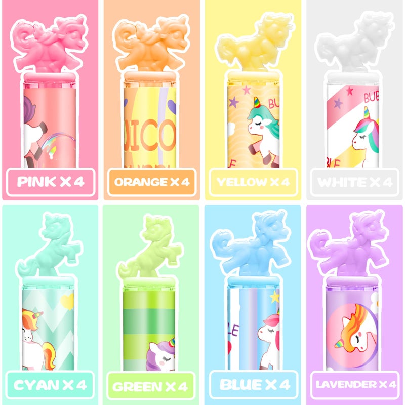 Cawiew Bubble for Unicorn Party Favors  32 PCS Mini Bubble Wand for Kid  8 Colors Bubbles in Bulk for Pastel Party Supplies  Unicorn Birthday Decoration for Girl  Classroom Goody Bag Filler Stuffers - Image 3